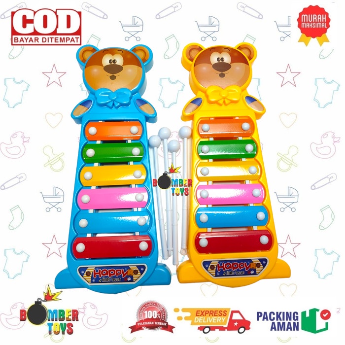 MAINAN ANAK XYLOPHONE GAMELAN ALAT MUSIK BEAR AYAM KARAKTER LUCU