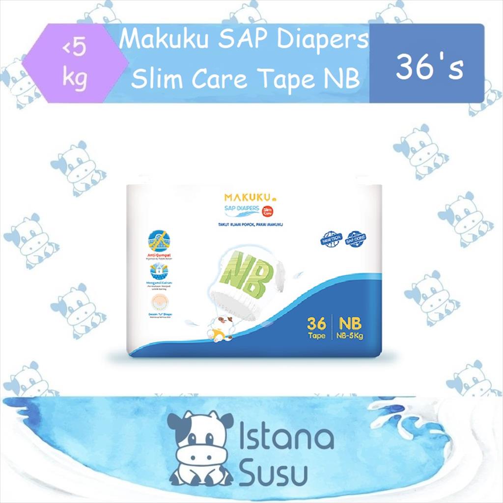 Makuku SAP Diapers Slim Care Tape NB - 36's