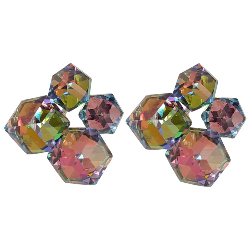 Deartiara Colorful Sugar Glass Crystal Solid Geometri Anting Ringan Mewah Premium Anting Giwang