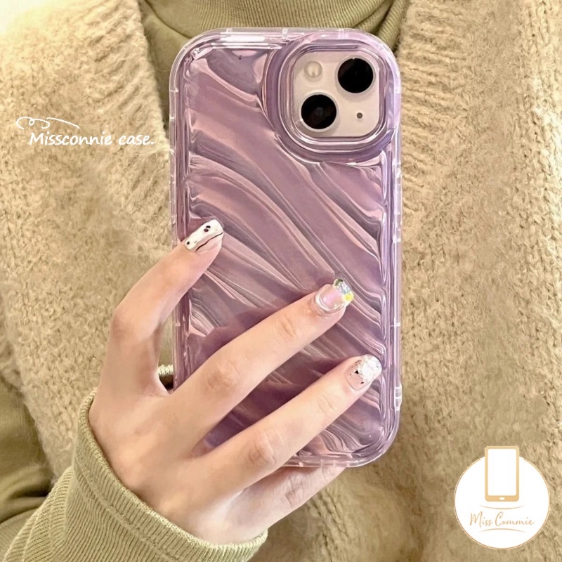 Casing Ponsel Kartu Laser Mewah Bergelombang Stereo 3D Kompatibel Untuk IPhone 6 6S 7 8 Plus 11 14 13 12 Pro MAX 7Plus XR X XS MAX SE 2020motif Warna Simple Mempesona Shockproof Cover