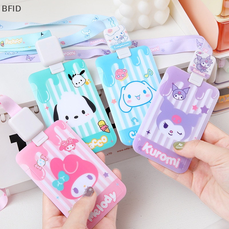 [BFID] Random Kartun Kuromi Purin Dog My Melody Kartu Makan Siswa Lucu Bus Card Holder ID Card Tempat Penyimpanan Kredit Gantungan Kunci Liontin [ID]