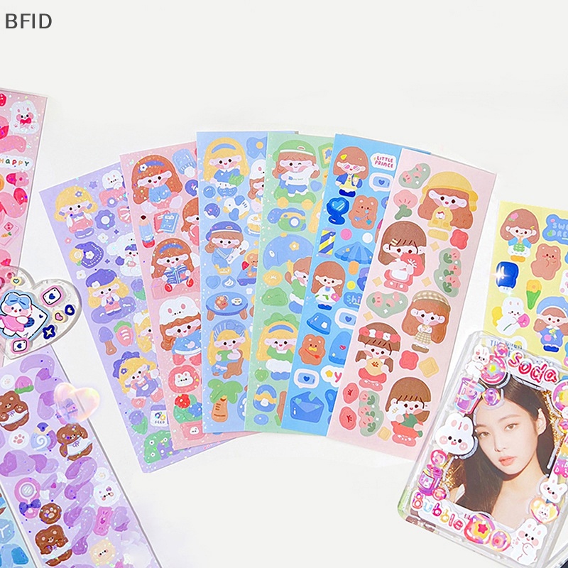 [BFID] 10pcs Shiny Cute Animals Cat Bear Stiker Hias Untuk Scrapbooking DIY Bahan Casing Ponsel Pemandangan [ID]