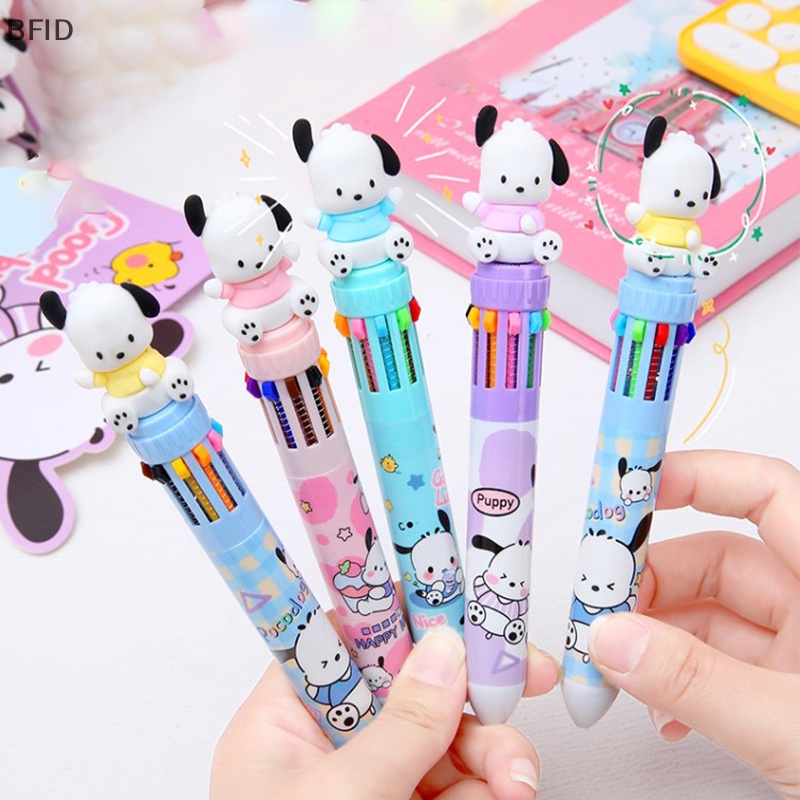 [BFID] Bolpoin Kartun Kuromi Hello Kitty Cinnamoroll 10warna Alat Tulis Siswa Sekolah Serut Wrirte Mark Pen [ID]