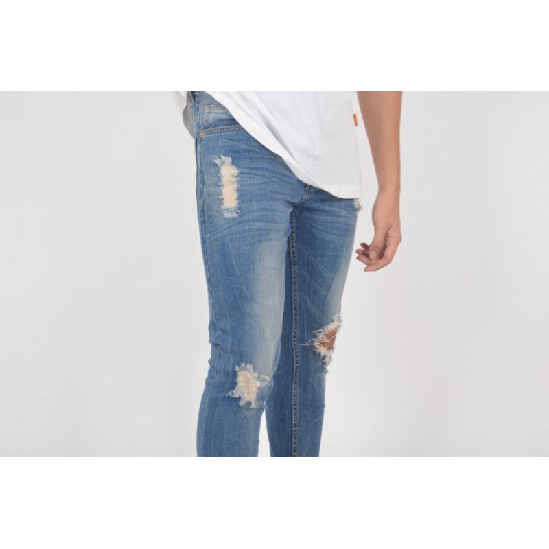 Weird Jeans  - Blue modry A08 - Celana Jeans Pria Skinny Slimfit Ripped Jeans