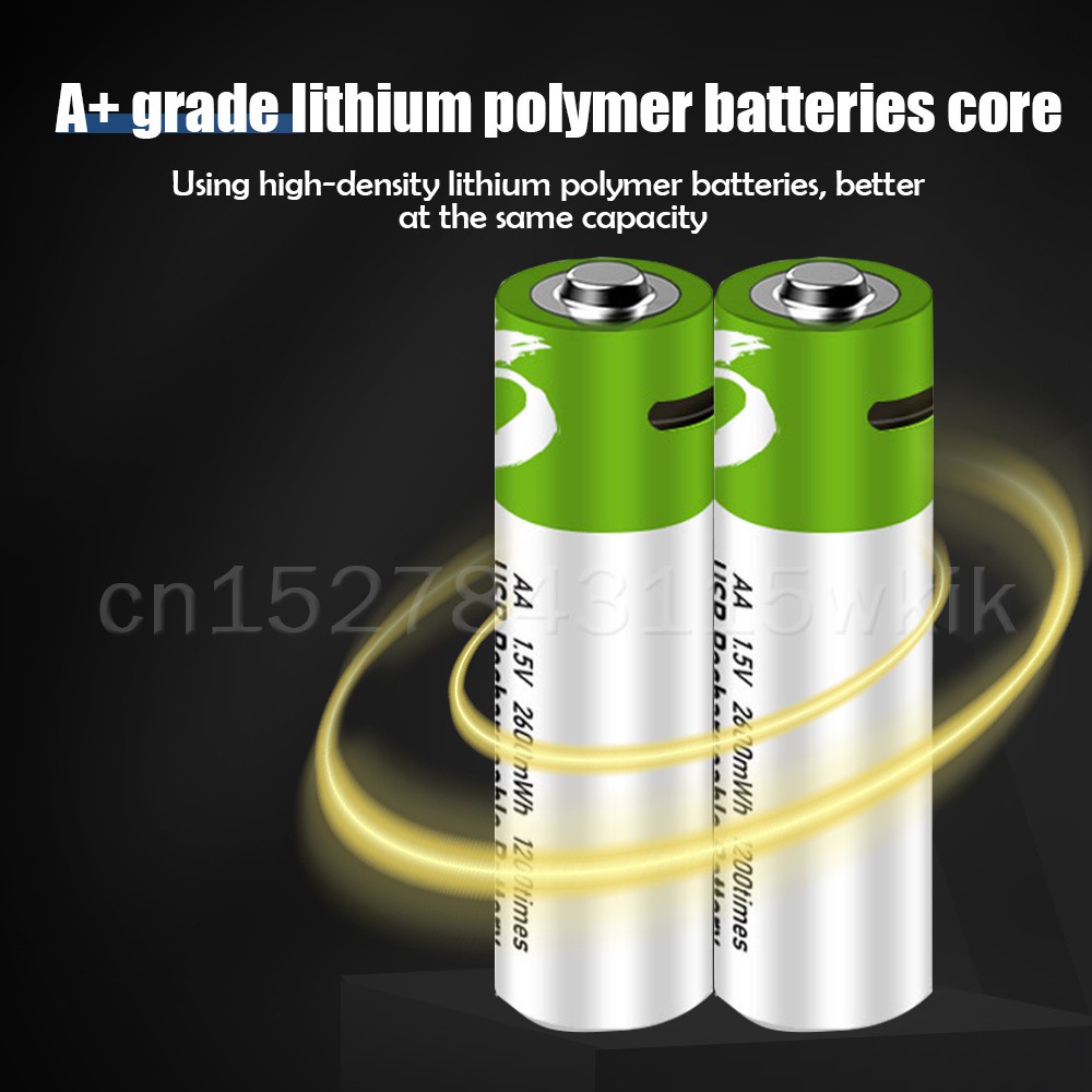 Baru 1.5v 2600mwh usb aa isi ulang baterai li-ion dengan kabel usb li-polimer usb baterai lithium