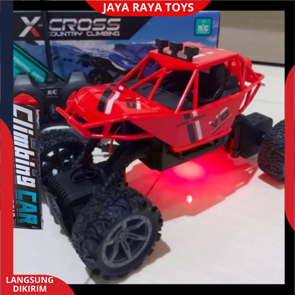 Uoptoy Mainan Mobil Remote Control Off Road Alloy Climbing Speed Car RC Rock Crawler 2WD Powerful 2.7Mhz dengan Lampu Kolong