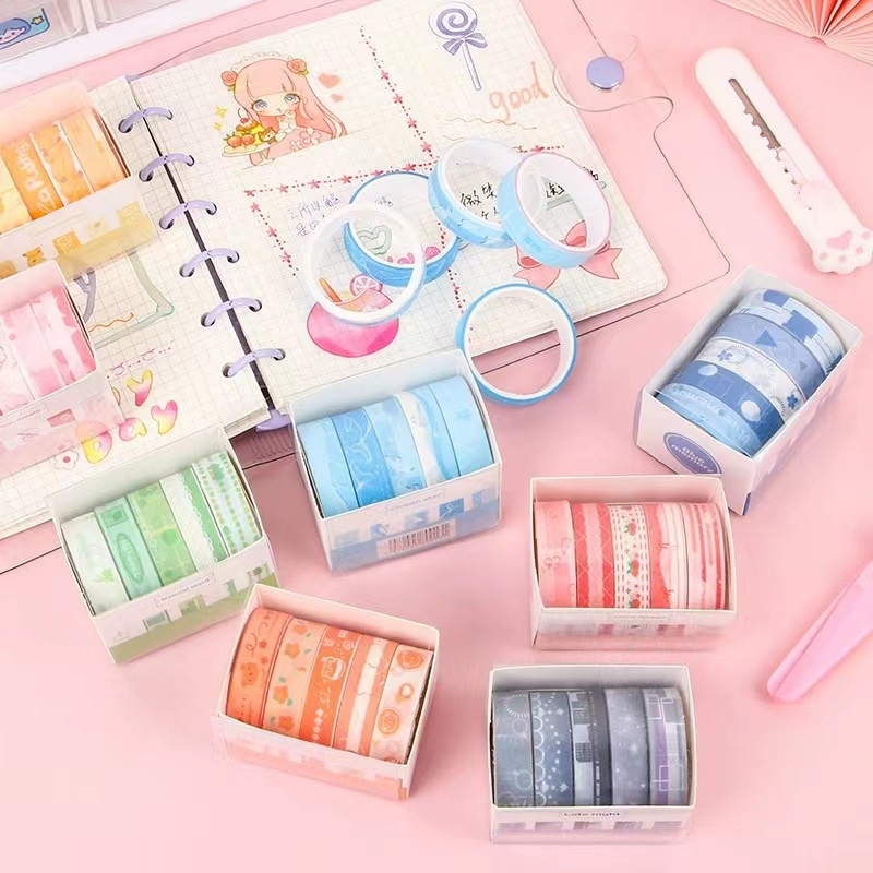 

【Puluz】Set hadiah pita buku pegangan dasar DIY yang lucu dan sederhana dari 8 bahan dekorasi buku pegangan pita washi