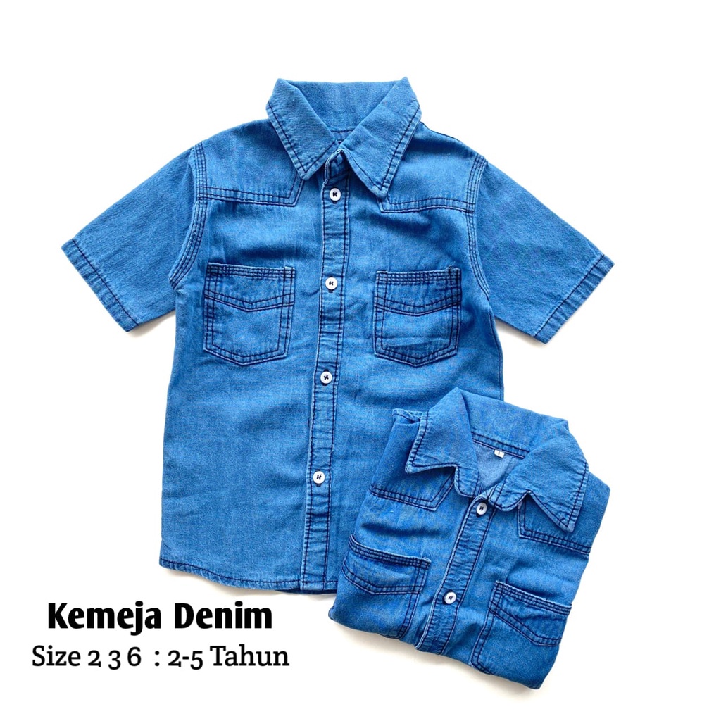 Kemeja Hem Denim Anak Cowok Jeans Anak Cowok Usia 1 -4/5 Tahun