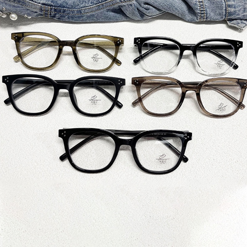 (YUZHU) Korea Fashion Persegi Transparan Warna Kacamata INS Gaya Beras Kuku Anti Cahaya Biru Eyeglasses Unisex