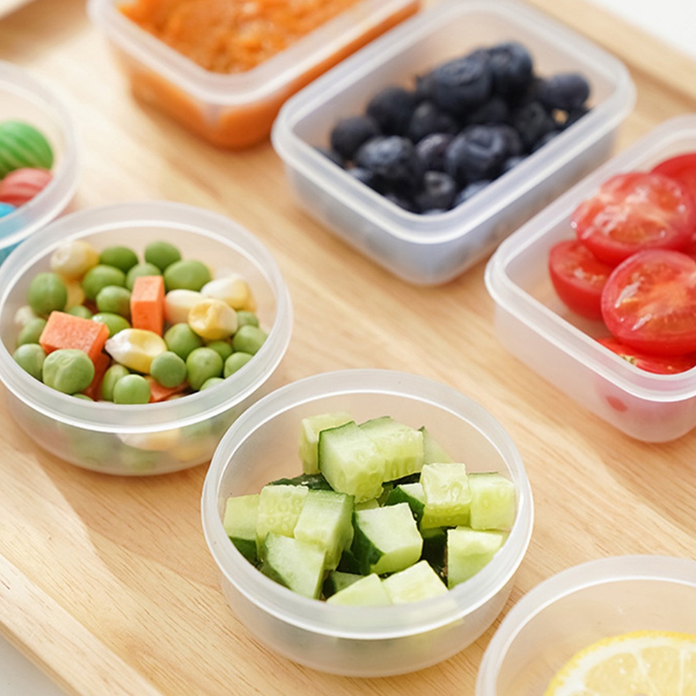 ღ Kotak Pemelihara Segar Kotak Tertutup Mini Kotak Makanan Tambahan Bayi Food Grade Jam Sub-Kemasan Kotak Sayuran Buah Penyelenggara Pemelihara Segar