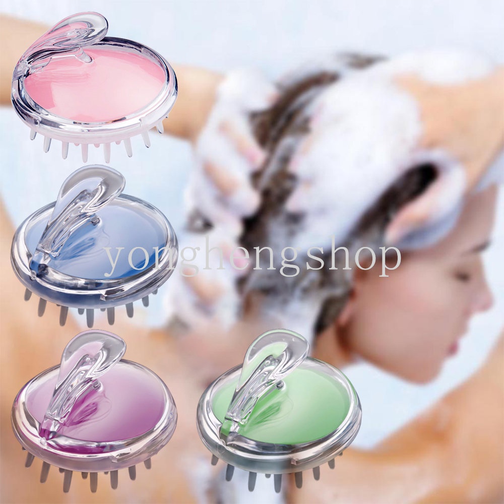 Silikon Tubuh Kepala Pijat Sampo Sikat Pijat Kulit Kepala Sisir Cuci Rambut Dengan Gagang Body Shower Brushes Anti-Gatal Hair Brush Head Deep Cleaning Bathroom Supply