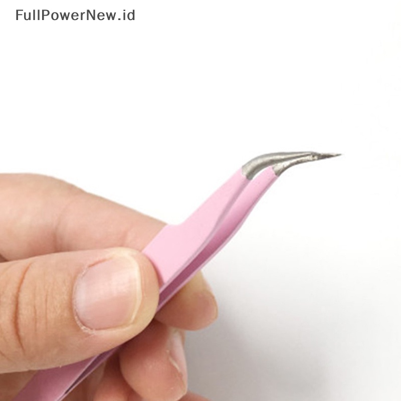 Power 2PCS Pinset Ekstensi Bulu Mata Stainless Steel Curved Straight Lashes Tweezer ID