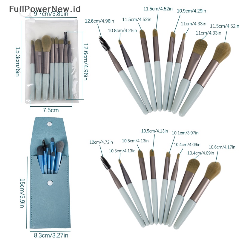 Power 8PCS Sikat Make up Mata Set Brush Eyeshadow Alis Blending Dengan Brush Bag ID