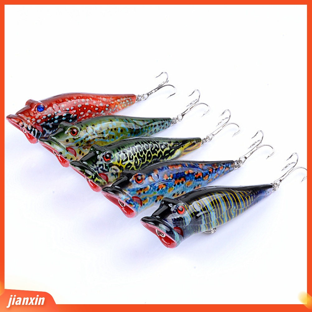 (In Stock) 8cm Popper Lukis Umpan Pancing Alat Tackle Umpan Keras Plastik Dengan Kait Tajam