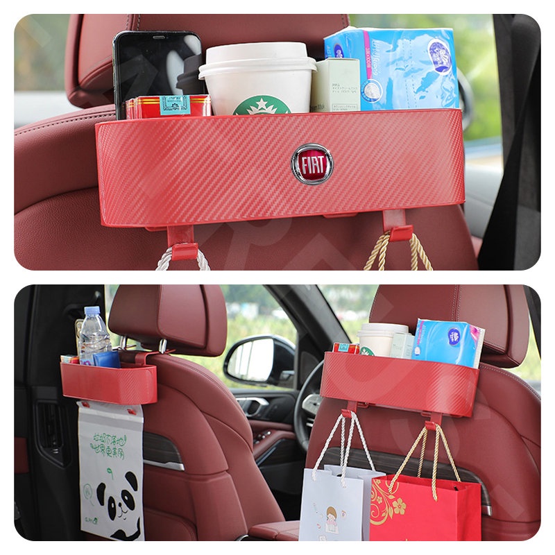 Fiat Car Back Seat Organizer Car Seat Back Hook Kotak Penyimpanan Cup Holder Tekstur Serat Karbon Untuk Fiat Uno Toro 500 Bravo Punto Palio Argo Stilo Strada Mobi