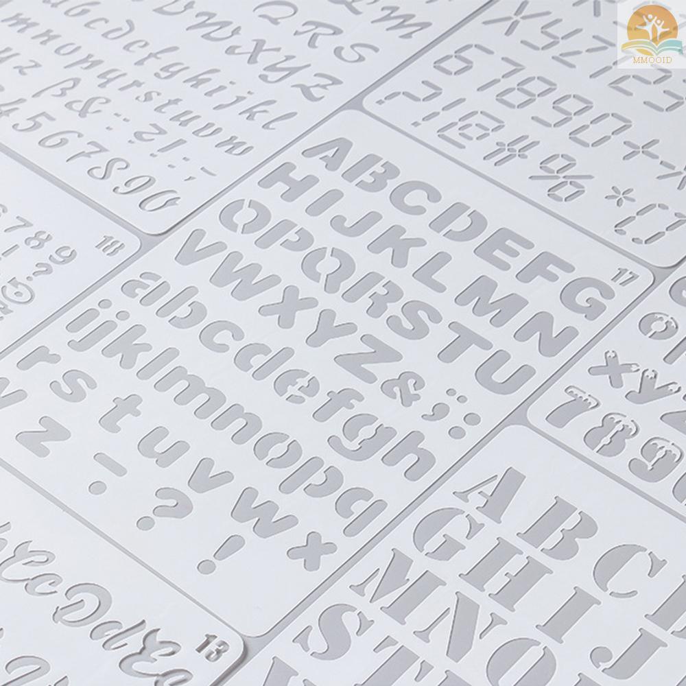 In Stock 20pcs B5 Alfabet Huruf Angka Stensil Menggambar Lukisan PET Template Dapat Digunakan Kembali Untuk Jurnal DIY Seni Craft Scrapbooking Planner Dekorasi