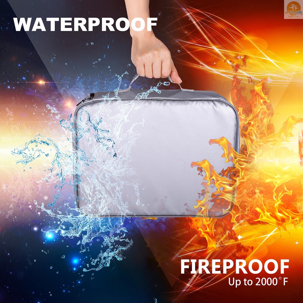 In Stock Tas Dokumen Tahan Api Dengan Penutup Resleting Tahan Api &amp; Air Money Bag Storage Pouch Organizer Case Rumah Kantor Travel Safe Bag Untuk Dokumen File Uang Kartu Passpo