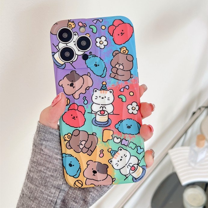 Funny Colorful Oil Painting Animal Soft Silicon Case HP iP iPhone 14 + Plus 12 13 Pro Max 11 IMD Wave Casing Apple