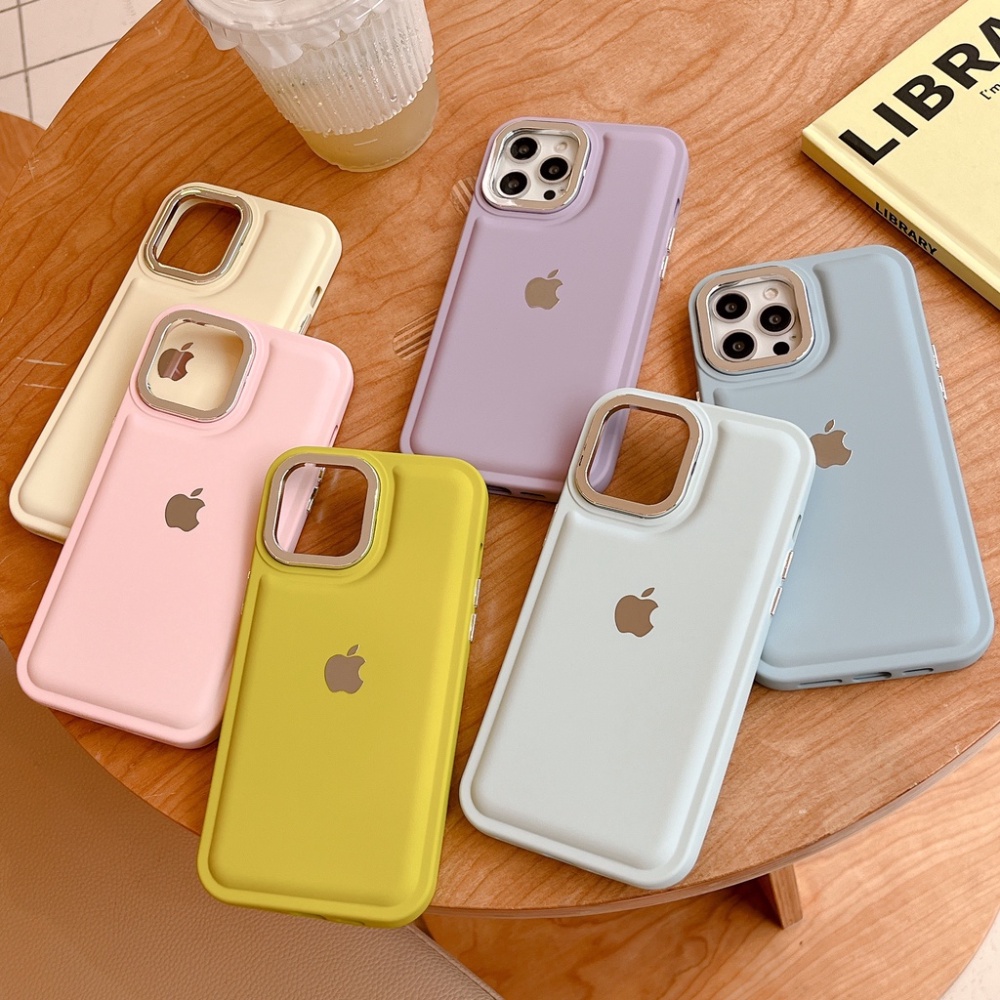 Casing Silikon Warna Permen Untuk Iphone14 12 11 13 Pro Max14 Plus Logo Silver Lucu Soft Casing iPhone Shockproof Cover