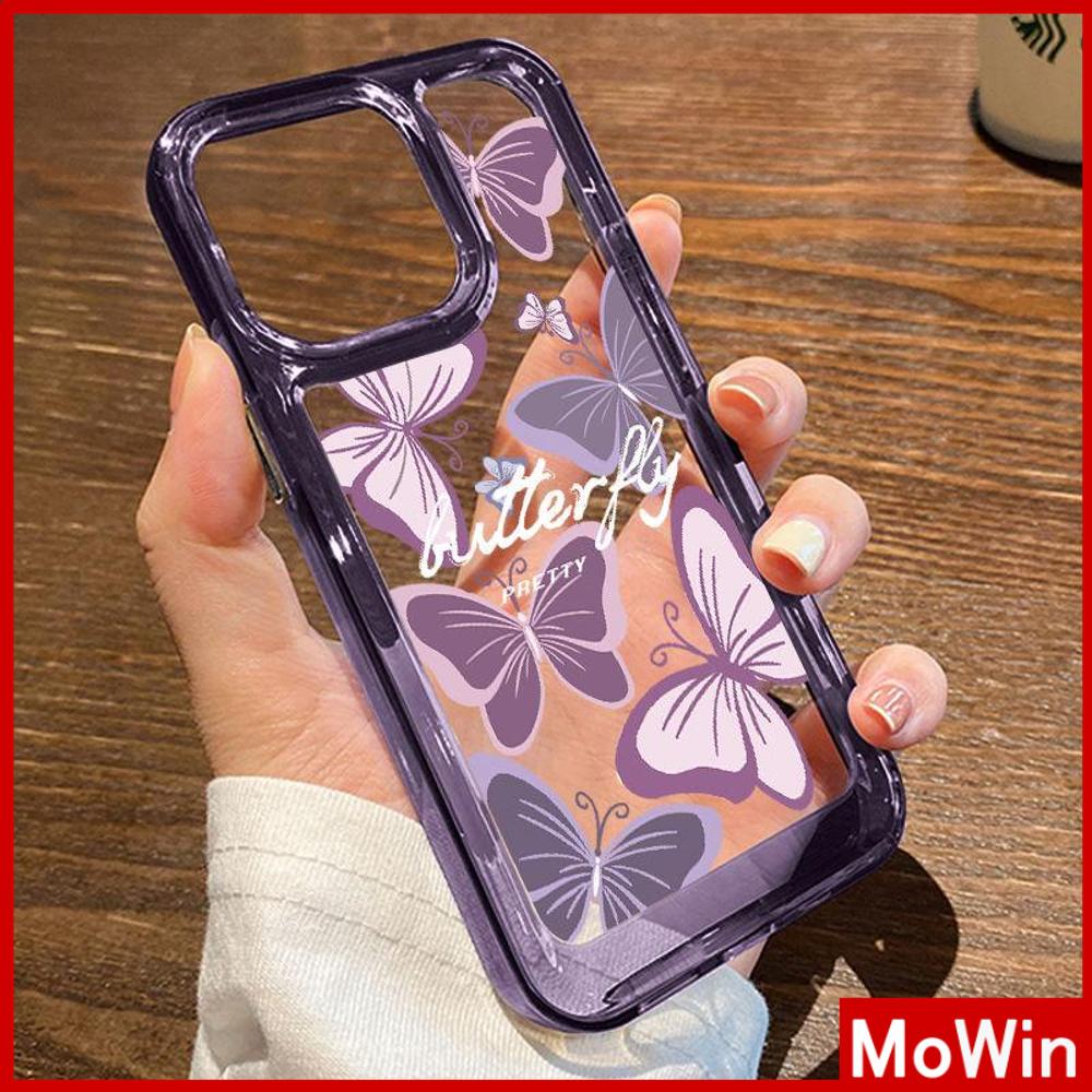 Case iPhone 14 Pro Max iPhone Case Space Hard Acrylic Phone Case Tombol Berlapis Tahan Guncangan Ungu Romantis Kupu-kupu Kompatibel dengan iPhone 13 Pro Max 12 Pro Max 11 Xr 6 7Plus 8Plus