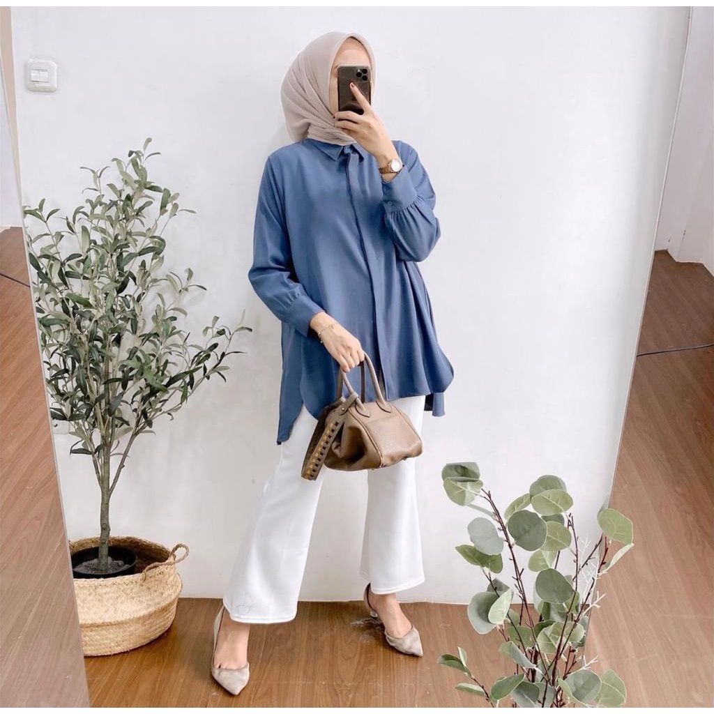 KEMEJA OVER SIZE ZAVIA - BLOUSE OVERSIZE SHAKILA TEBAL HALUS LEMBUT DAN TIDAK NERAWANG 1.0