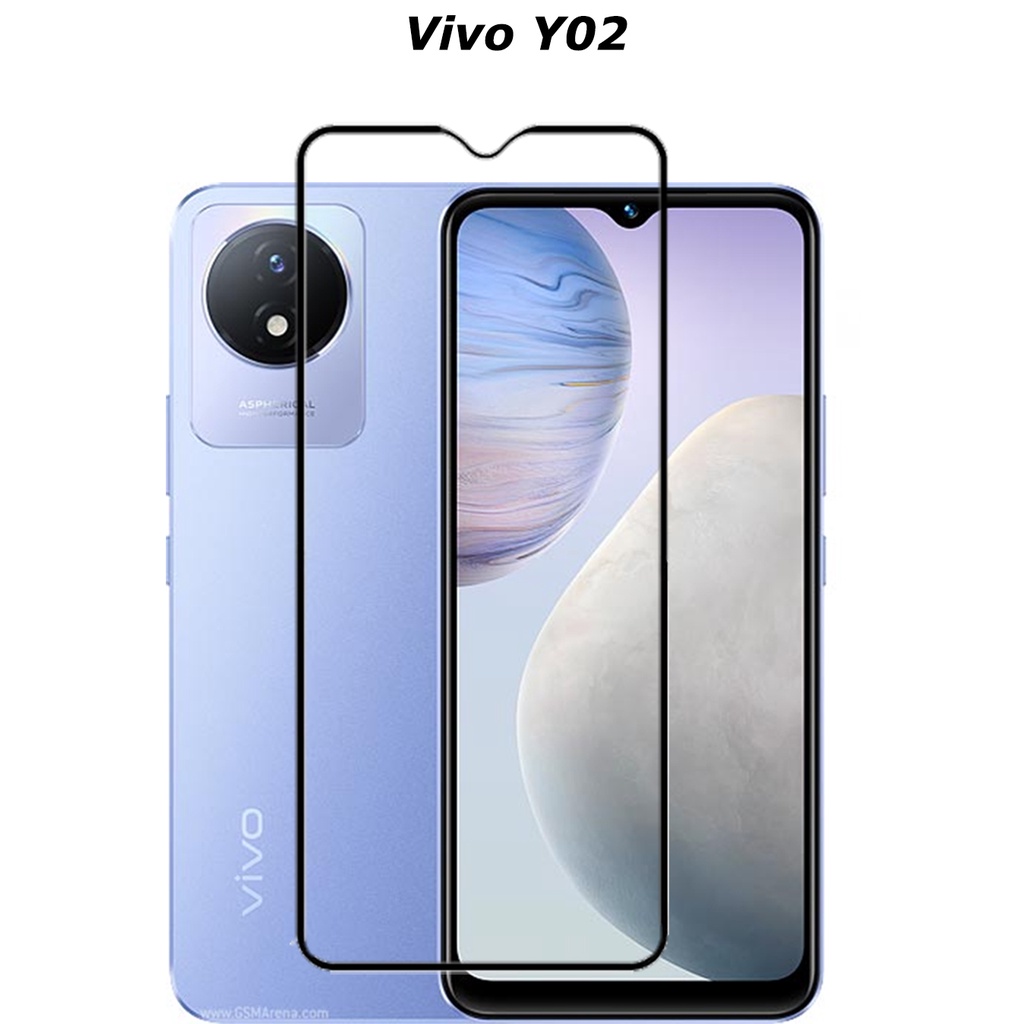 Tempered Glass Vivo Y02 Full Cover Full Screen Protector Anti Gores