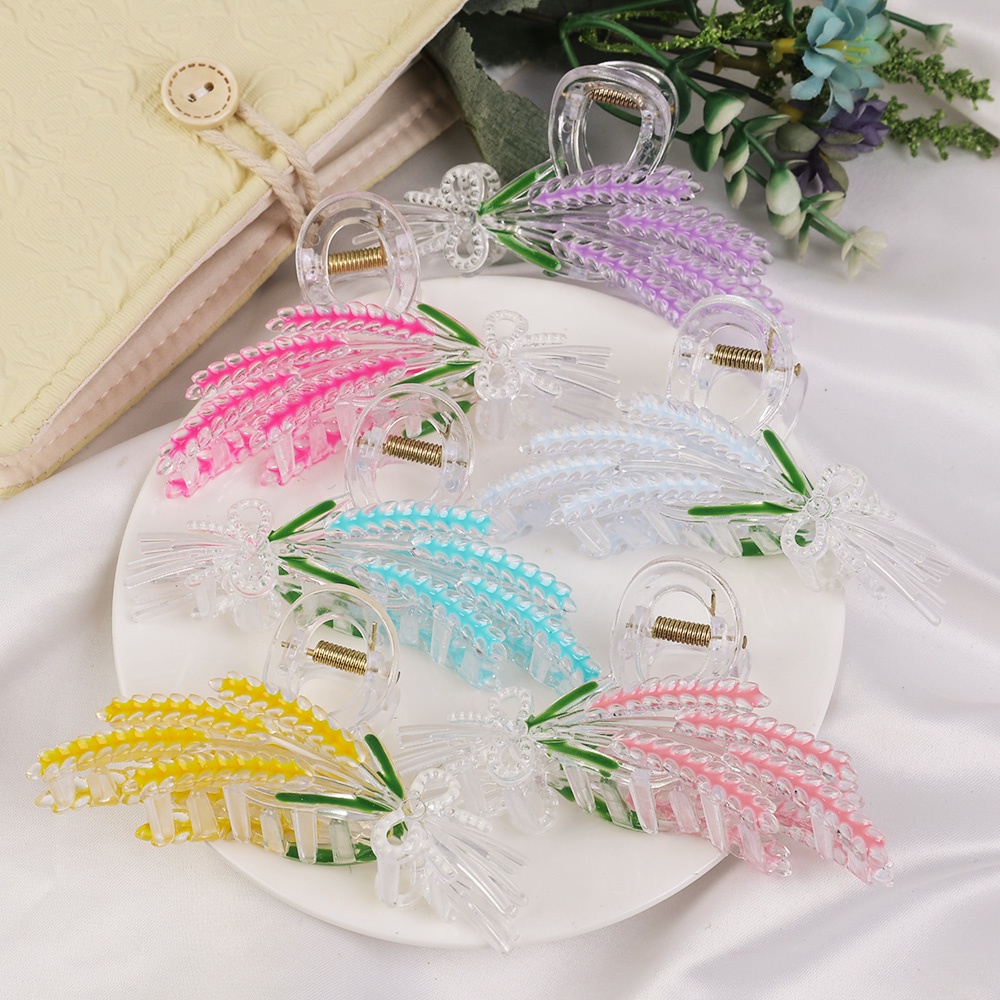 Populer Hiu Klip Untuk Wanita Gadis Fashion Hiasan Kepala Ponytail Holder Vintage Warna-Warni Besar Gandum Telinga Rambut Cakar Korea INS Gaya Aksesoris Rambut Temperamen Elegan Jepit