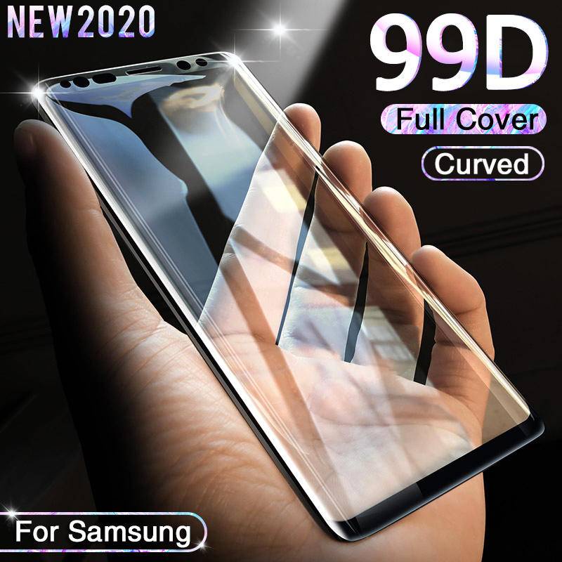 3pcs Untuk Samsung Galaxy S23 S22 S21 S20 Note20 Ultra Note8 Note9 Full Curved Cover Tempered Glass Pelindung Layar Untuk Samsung Galaxy Note10 S10 S9 S8 Plus