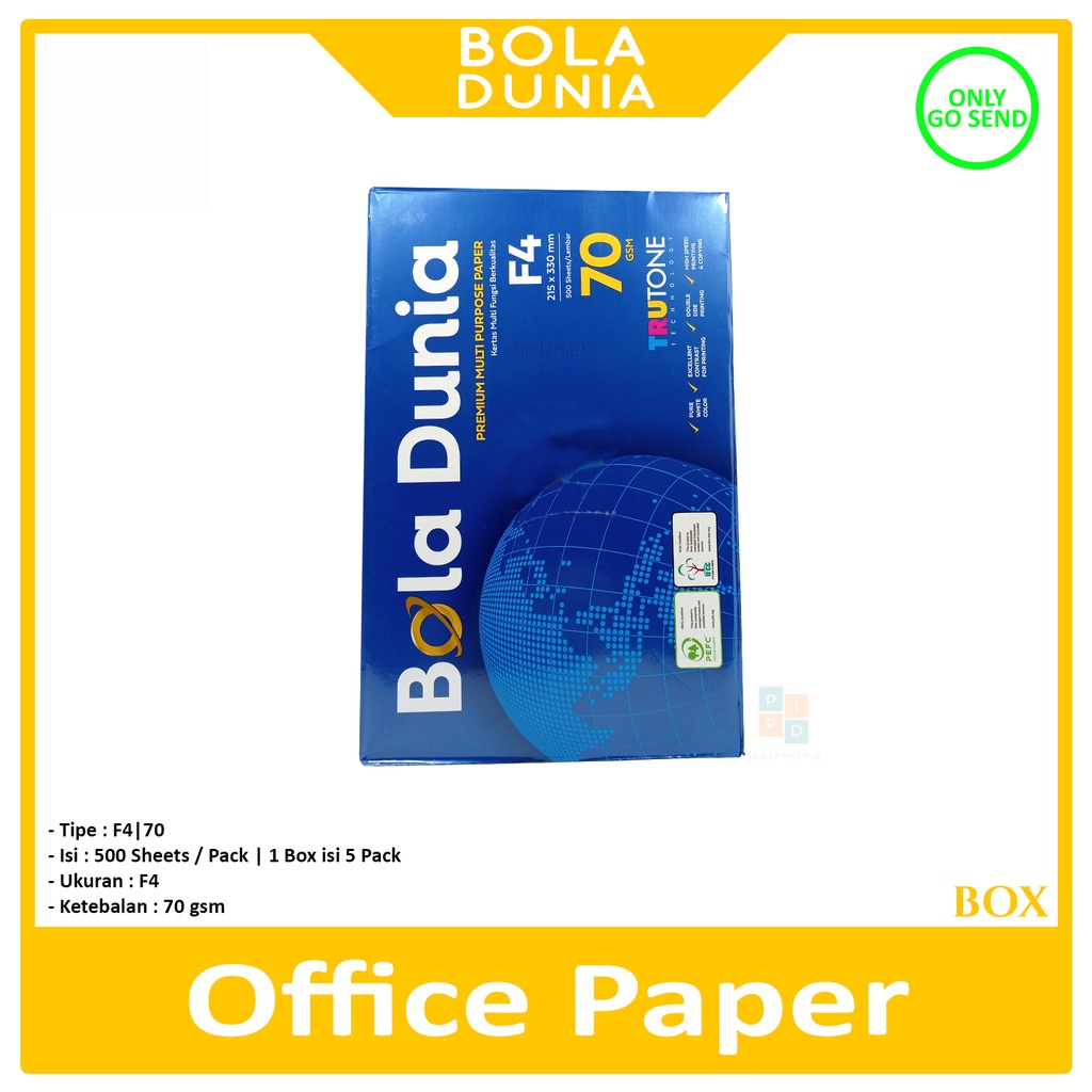 

BOLA DUNIA - Kertas F4 70 Gram Office Paper Print - Box