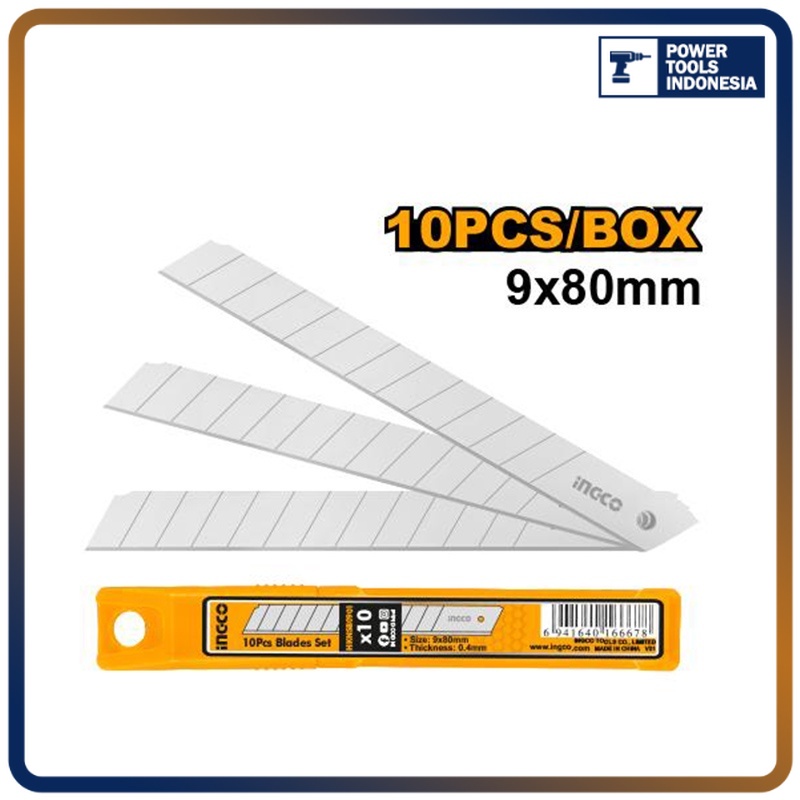 

10Pcs Box Cutter Blade (9mm SK5) INGCO HKNSB0901 Refill Isi Mata Kecil