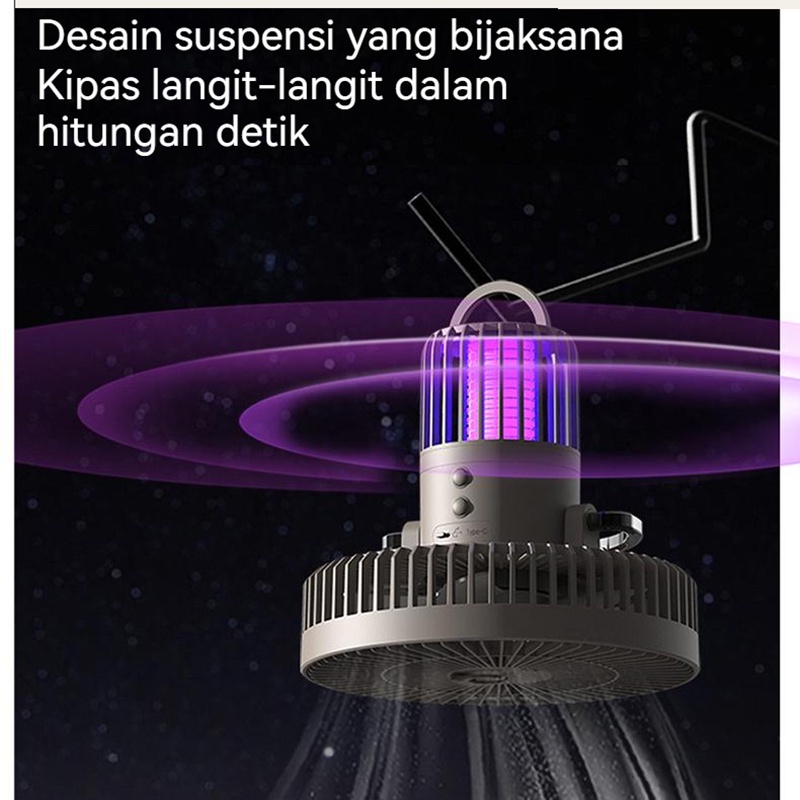 Camping kipas portable and powerbank and/mosquito light powerbank fan/camping light mosquito rechargeable fan/Fan Large Folding Powerbank Mosquito Killer 3in1