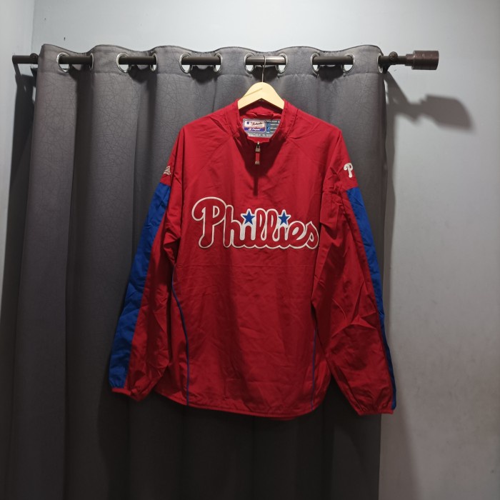 jaket Baseball MLB Majestic Phillies Half zipp original 04 - L
