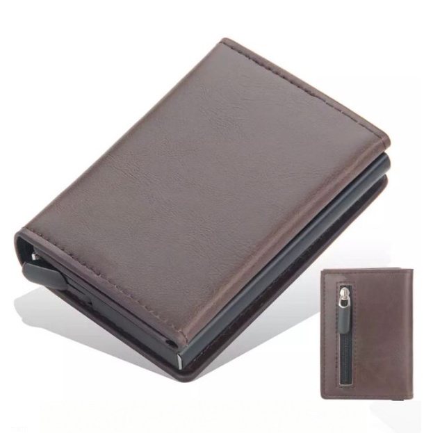 

[DD] Baellerry RFID Anti Theft Card Dompet Kartu Wallet Kulit Import BLY36 - Coklat Tua