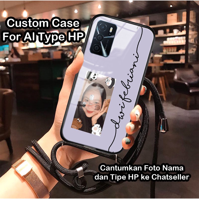 Custom Nama Kamu + Foto Softcase  + Tali For Oppo A95 A16 A74 RENO 6 5 5F Vivo Y21 Y21S Y33S Y15S Y2
