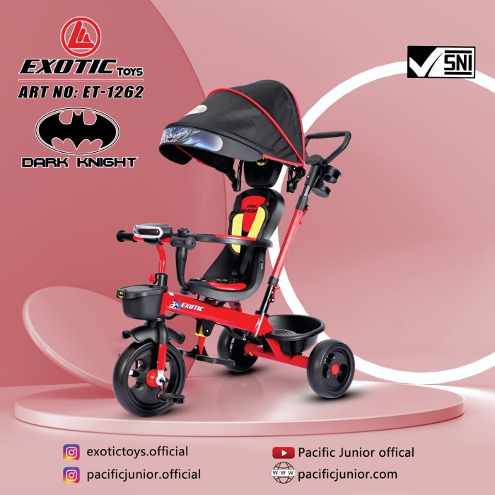 PROMO LEBAY... Tricycle Exotic Batman ET 1262 Stroller ET1262 Sepeda Anak Roda Tiga 3 - Merah