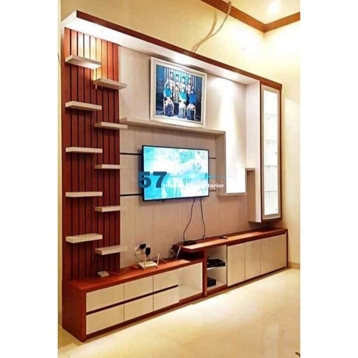 Backdrop Tv Minimalis - Kabinet Tv Minimalis Bahan Multiplek HPL