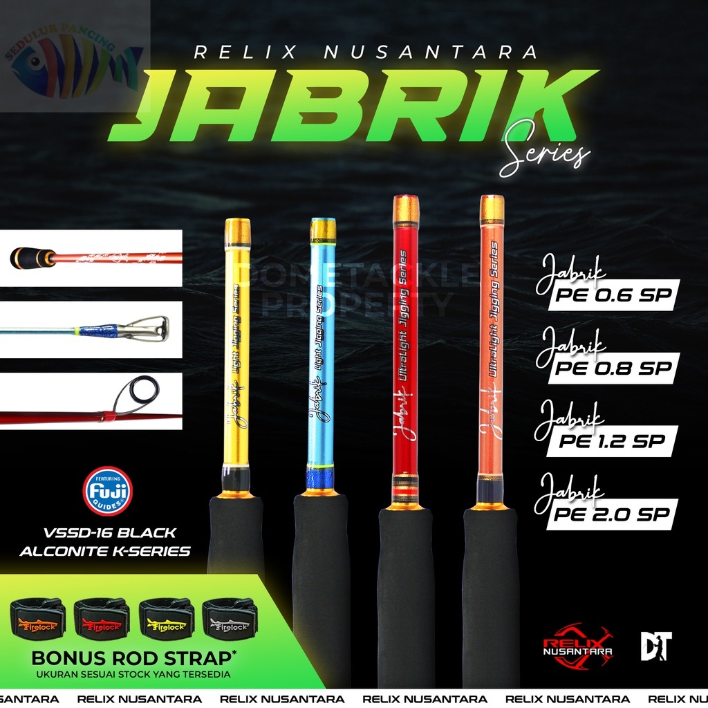 JABRIK RELIX NUSANTARA Joran Pancing Roll Fish RF 562 Rod Jigging Spinning Overhead PE 0.6 0.8 1.2 2