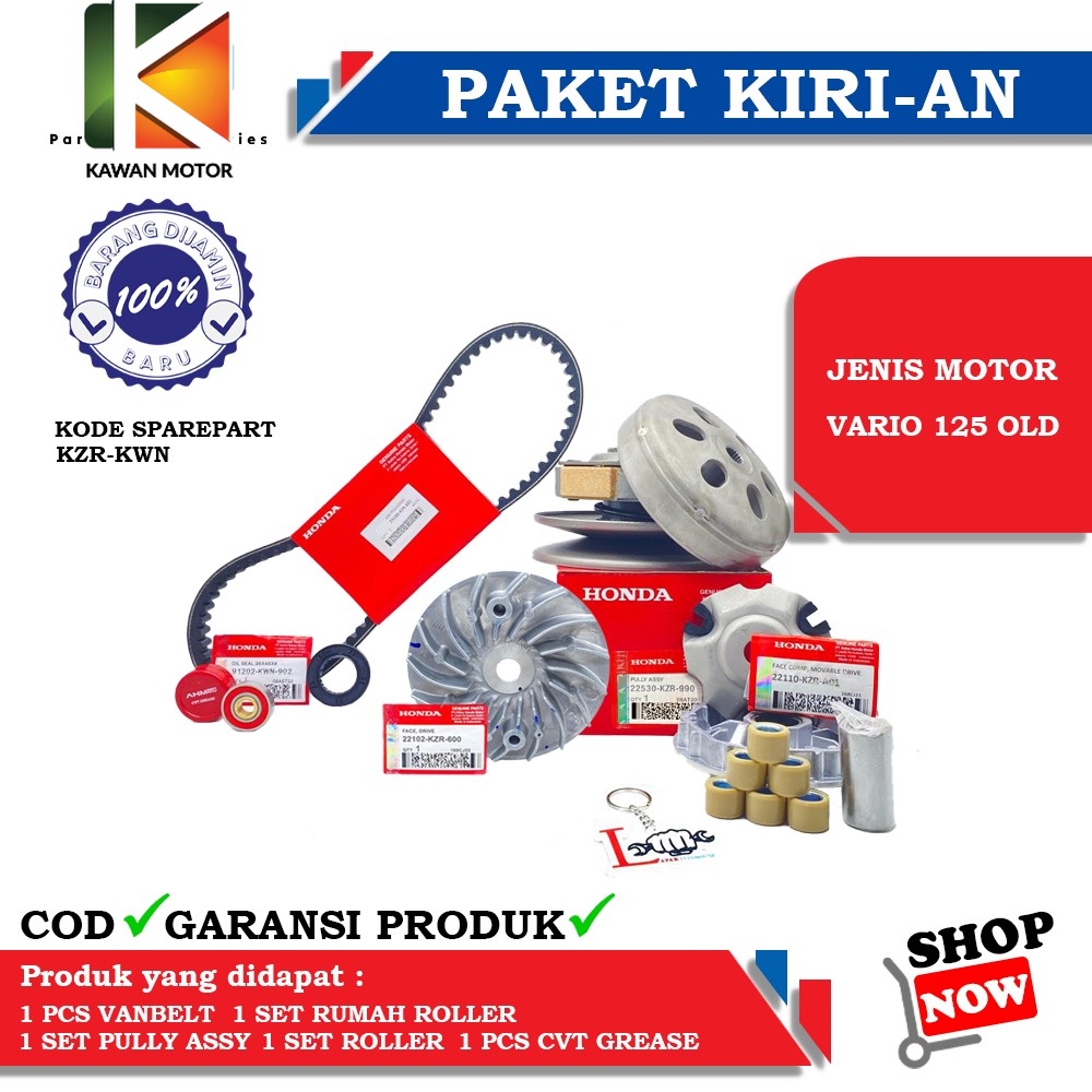 PAKET LENGKAP KIRIAN STANDAR CVT PULLEY PULLY SET VARIO 125 FI, RUMAH ROLLER SET KIPAS VARIO 125 FI 