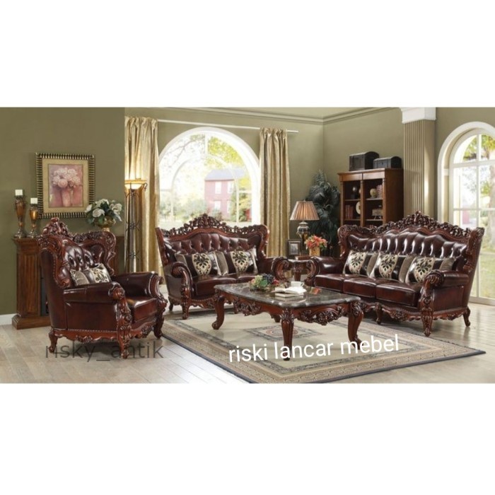 kursi sofa tamu ukir mewah klasik minimalis jati furniture royal Termurah cod redy