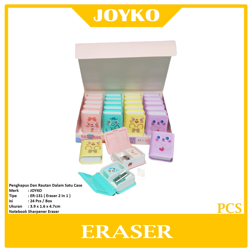 

JOYKO - Penghapus Pensil ER-131 Notebook Sharpener Eraser - Pcs