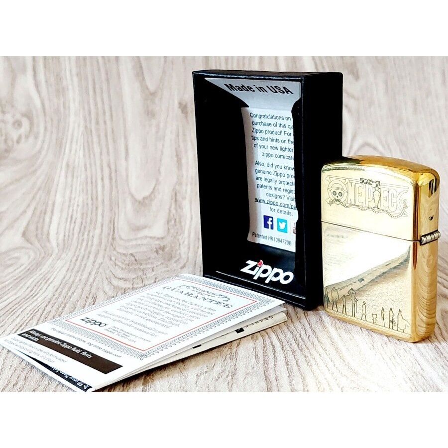 korek api Zippo gold motif grafir one piece full side original ping sound.