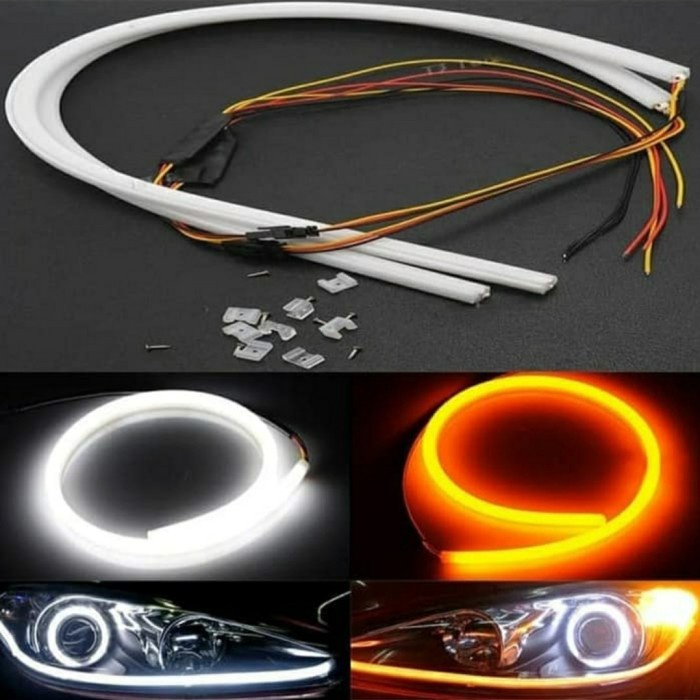 Lampu Led Alis Drl Mobil 60 Cm 12V /Led Alis Head Lamp Mobil Universal