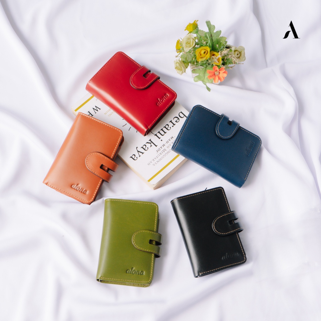 ALONA LEATHER - Alona Lotus Wallet Dompet wanita / dompet lipat kulit asli Dompet Trendy Kekinian Fa