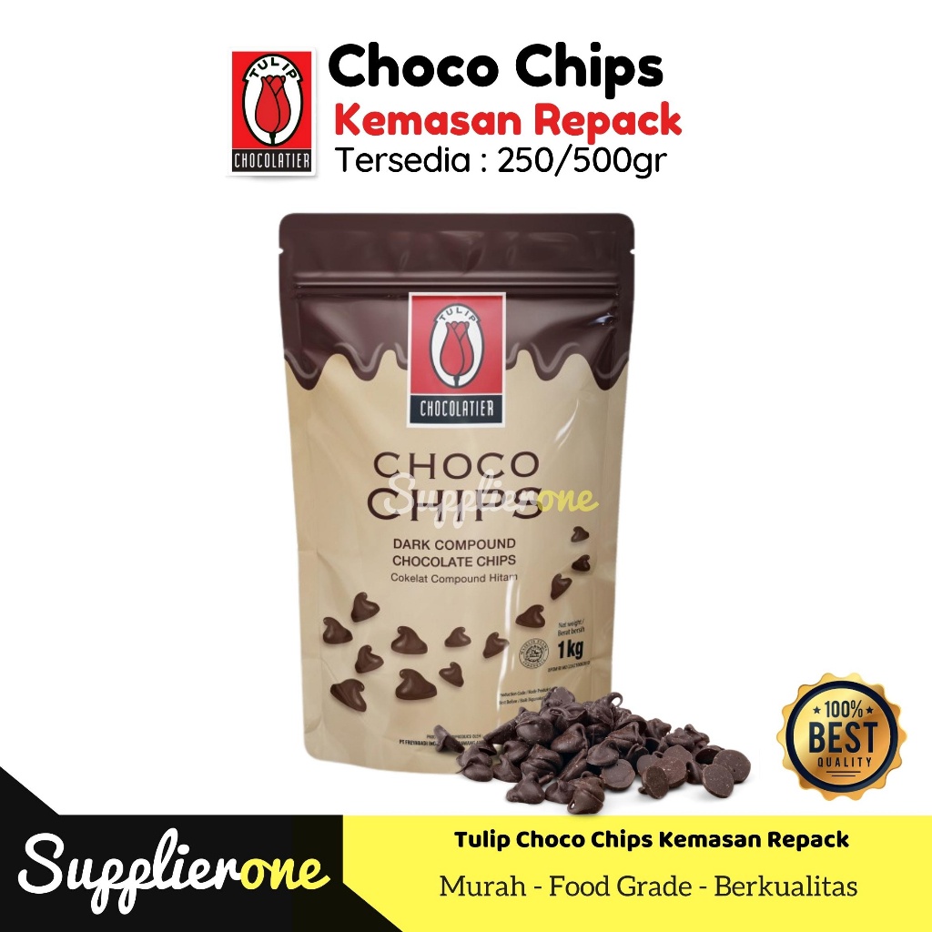 

Tulip Choco Chip Repack 250/500gr / Choco Chip Cokelat / Choco Chip Tulip Repack / Choco Chip Tulip Cokelat