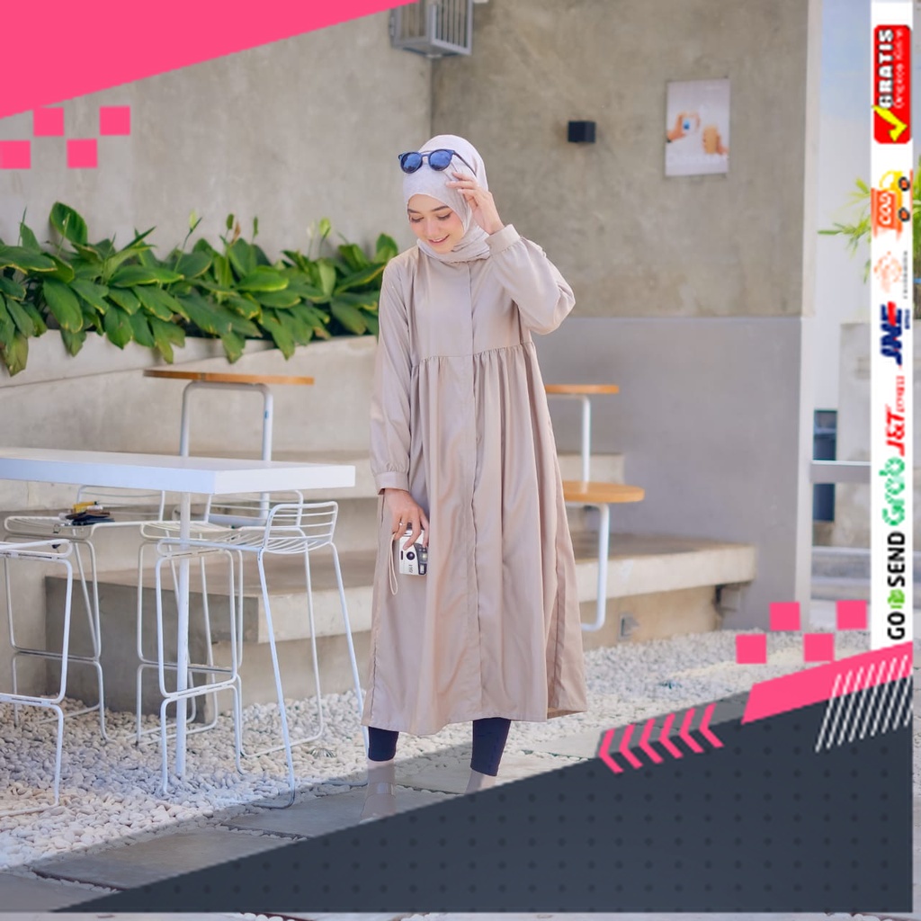 BAJU GAMIS MODEL BARU TERMURAH STYLE TRENDY /Nakamolo - Naeema Midi Dress Bahan Toyobo