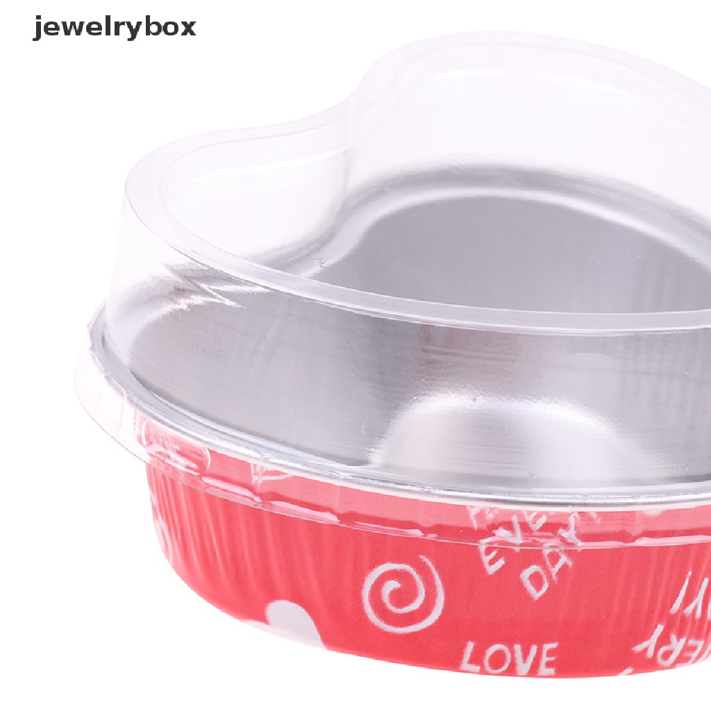 [jewelrybox] 10pcs/set 100ML Berbentuk Hati Aluminium Foil Kue Cup Dengan Tutup Baking Pans Butik