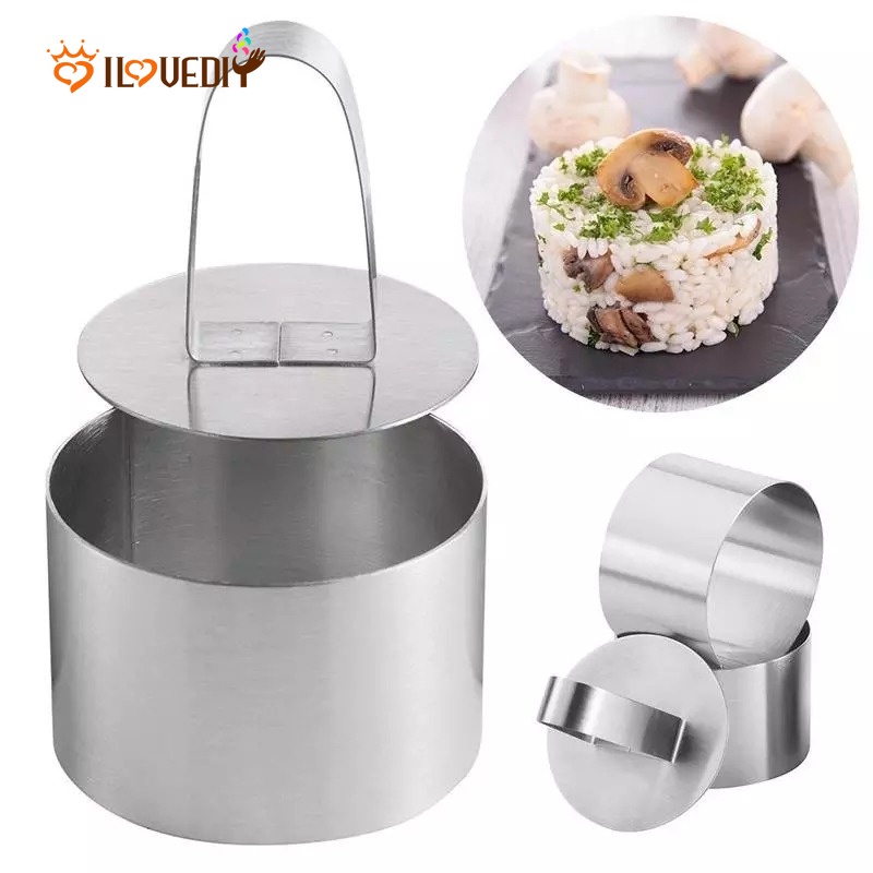 Hot Sale/Ready stock Cetakan Kue Bulat Stainless Steel/Square Dessert Mousse Cake Ring Mold/DIY Bakeware Cetakan Kue Cupcake Mold Alat Mendekor Kue