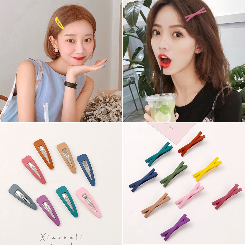 Candy -Colour Frosted Cross -Jepit Rambut Gadis Manis Korea Sambil Dijepit Poni Dan Hiasan Kepala Fashion