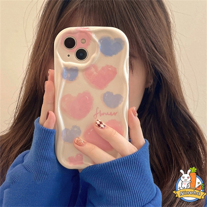 IPHONE Casing Kompatibel Untuk Iphone14 13 12 11 Pro Max X Xr Xs Max8 7 6 6s Plus SE Ins Gaya Korea Lukisan Minyak Hati Cinta Ponsel Case Silikon Paket Lengkap Shockproof Cover Pelindung