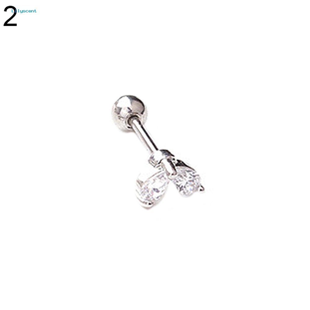 Lilyscent 1Pc Wanita Cubic Zirconia Hias Bunga Bintang Bulan Tulang Rawan Stud Anting Perhiasan